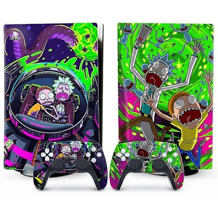PS5 Skin - Disc Edition Grønn Anime Konsoll og Kontrollerdeksel Tilbehør Komplett Sett for PS5 Kontrollerkompatibilitet (FMY)