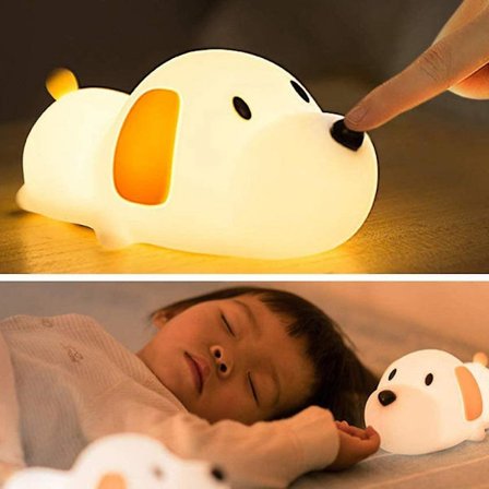Led Kids Night Light, Cute Puppy/cat/elk Soft Silicone Baby Nursery Lamp-usb Rechargeable, Color Temperature And Brightness Adjustable, White And Warm
