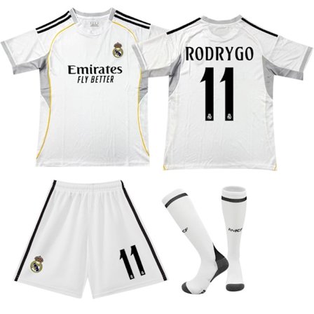 25-26 Ny Real Madrid hjemmedrakt fotballdrakt nr. 11 med sokker for barn og voksne