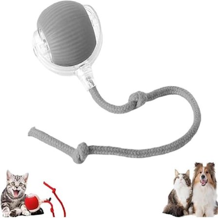 Rullende bold, hundelegetøj, interaktivt smart boldlegetøj til hunde, interaktivt kattelegetøj, 360° smart automatisk grå