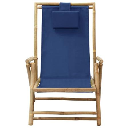 Vidaxl Reclinerstol Marinblå Bambu Och Tyg Blå