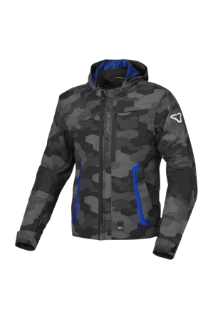 Chaqueta de Moto Macna Riggor Negro/Gris Camuflaje/Azul L