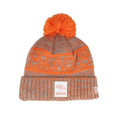 New Era - Naranja pom Beanie - Denver Broncos NFL 25 Sideline Cold Weather Sport Knit Orange/Grey Pom @ Hatstore