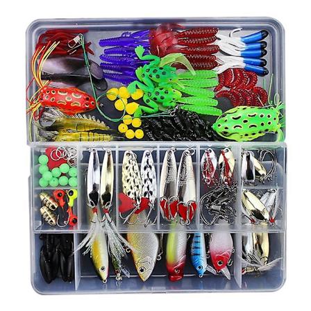 ZANLURE 141 kpl/setti Kalastustarvikesetti Koukut Crankbait Muovimadot Jigit Teko-uistin Laatikolla festivaali