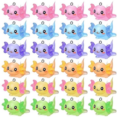 24 stk. dyre charms axolotl harpiks charms til fremstilling af små harpiks dyr miniature harpiks figurer axolotl ornament