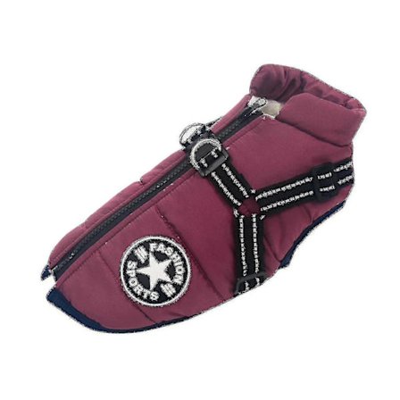 Varm Vandtæt Hundejakke Med Sele Til Lille/Stor Hund Vinter Bomuldspolstret S-5xl