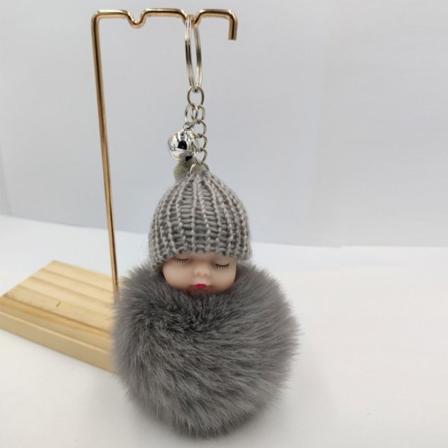 3 kpl Sleeping Baby Avaimenperä Neulottu Hat Avaimenperä HARMAA grey