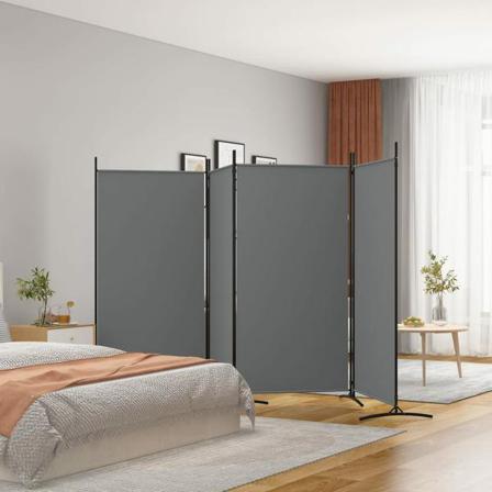 Vidaxl Rumsavdelare 4 Paneler Antracit 346x180 Cm Tyg Antracit