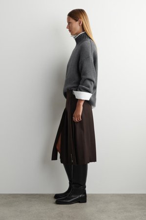 COS Women's Kilt Corto Con Cinturón En Mezcla De Lana in Negro