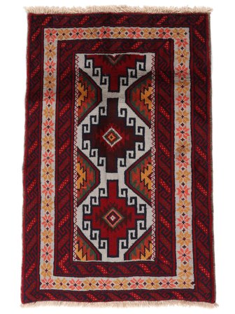 80X118 Tapis Baloutche D'orient Noir/Rouge Foncé (Laine, Perse/Iran) Carpetvista