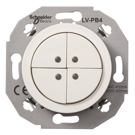 Schneider Electric WDE011072 Klenspänningsknapp vit 4-pol, Strömbrytare & vägguttag