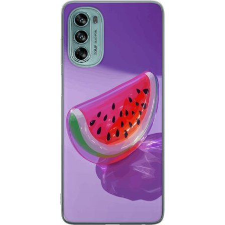 Kompatibelt Mobildeksel til Motorola Moto G62 5G Vannmelon Skive Kunst i levende rosa og lilla toner, frisk og sommerlig design med moderne stil og sa