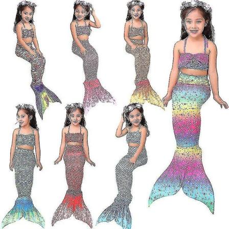 Høykvalitets Barn Jenter Mermaid Tail Bikinidresser Badetøy Badetøy Badetøy purple