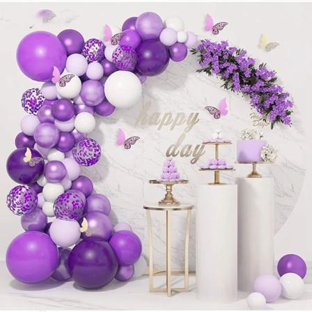 Violetti ilmapallojen kaaripaketti, 122 kpl 18 12 10 5 tuumaa