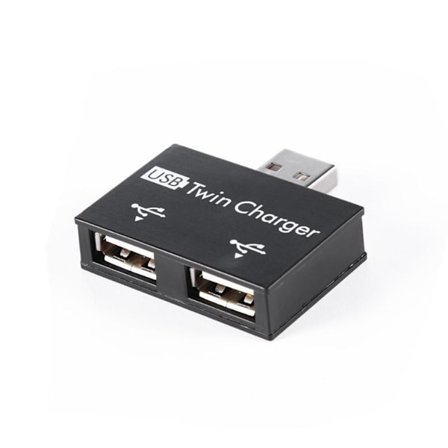 Mini USB-hub med 2 portar, USB-dubbelladdare, splitteradapter, konverterare för PC, USB-minnen