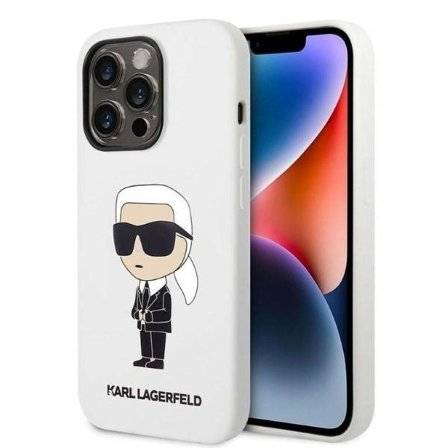 Karl Lagerfeld Ikonik-etui i silikone til iPhone 14 Pro Max - hvid