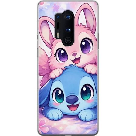 Yhteensopiva Puhelinkuori OnePlus OnePlus 8 Pro Suloinen kawaii-aiheinen kuvaus vaaleanpunaisilla ja sinisillä fantasieläimillä, suurilla silmillä