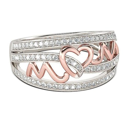Mode Hjerteformet Ring Kreativ Ring Mor Finger Ring Moder Ring Gave (Rosenguld, Nummer 9 Stil)