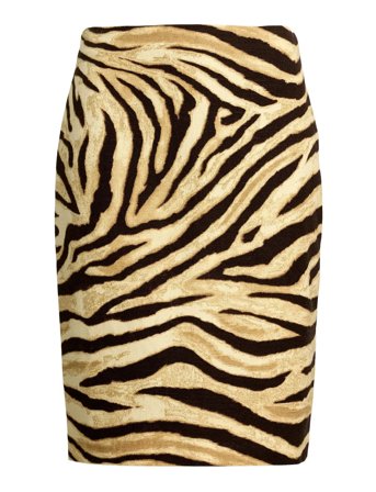 Lauren Ralph Lauren | Zebra-Print Linen-Cotton Pencil Skirt | 34