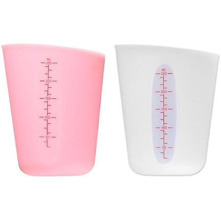 Fleksibelt silikone målebægersæt til epoxy, smør, chokolade og mere - 2 klemme- og hældekopper - opvaskemaskine sikkert - standard og metrisk 250 