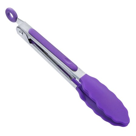 Mini silikon serveringstång 7" Set om 1- Lila kök silikon