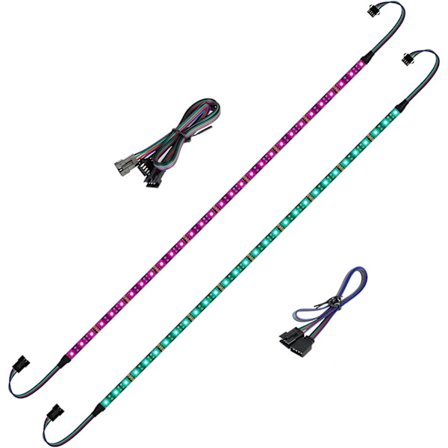 RGB LED -nauha PC:lle 2 kpl 50 cm RGB LED -nauha 12 V:n 4-nastaisille RGB LED -liittimille ASUS Aura Synciä, Gigab