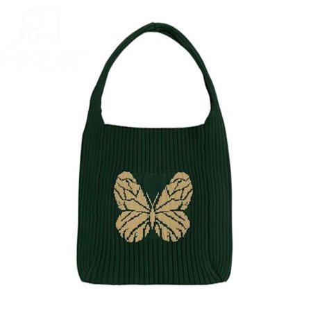 Enkel axelväska Vävd väska MÖRKGRÖN