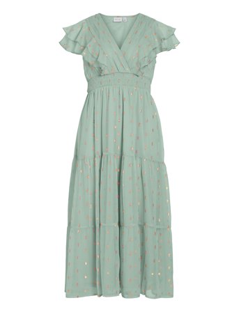 Vila Vikaren C/S Midi Frill Dress/Dc/Ka - Green - 40