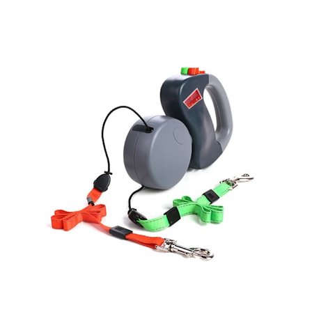 Dobbelt Hundesnor, Rulleline til Hunde, Dobbelt Snor Kompatibel med To Hunde, Hundesnor til 2 Hunde, Dobbelt Snor, sort