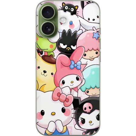 Kompatibelt Mobildeksel til Apple iPhone 17 Tett mønster av søte figurer med store øyne i ulike farger og uttrykk med LABUBU-tekst