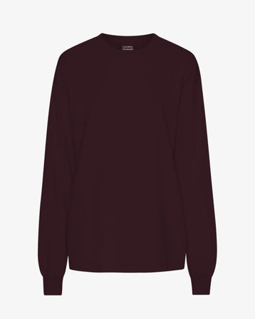 Oversized Organic LS T-Shirt - Oxblood Red - Female - 2XL