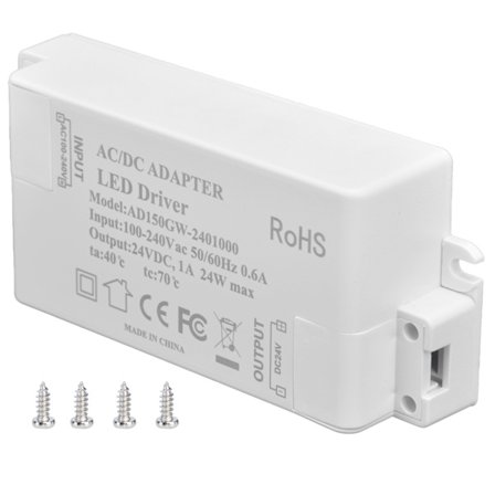 DC 24V 24W 1A LED-ohjain, vakiovirtalähde, palonestoaine, tehokas DIY LED-virtalähde AC 100–240V