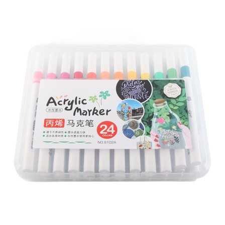 Akrylfarvemarkører Stærk dækning Hurtigtørrende Vandtætte Graffitimarkører Rund spids til glas metal træ 24 farver