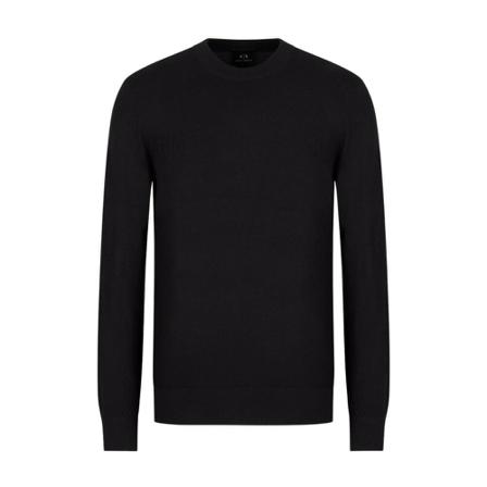 Armani Round-neck Strik Sort, Herre Strik