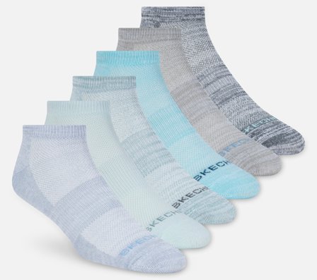 Skechers, 6-pak Sportssokker, M, Blå, Dame