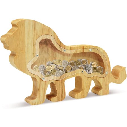 Personoitu puinen eläinraha-automaatti, eläimen muotoinen säästölipas lapsille, suurikapasiteettinen kolikkosäästö, syntymäpäivälahjat joulukoriste (