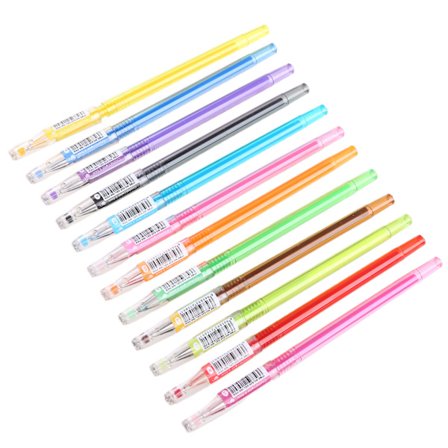Färgad gelbläckpennor Bläck med diamantspets 0,35 mm finspets för barn Vuxna Skriva journalföring Anteckningsmärkning 12 st