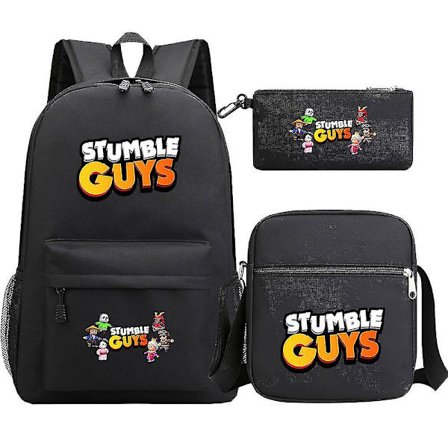 Stumble Guys Banan Print Skole Rygsæk Drenge Cosplay Rygsæk - Skuldertasker, Studerende Rygsæk, Børn Anime Rygsække (3stk Sæt)