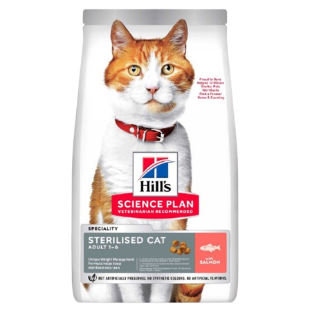 Hills Science Plan - Sterilisert tørrfôr med laks for voksne katter 7 kg - Katt - Kattefôr & kattemat - Tørrfôr for katt - ZOO.no