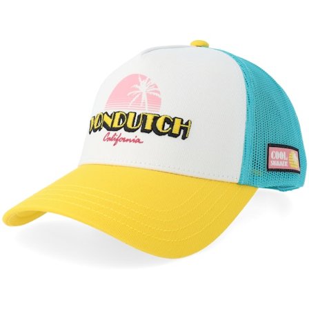 Von Dutch - Blanc trucker Casquette - Surf Screen Print Blue/White/Yellow A-frame Trucker @ Hatstore