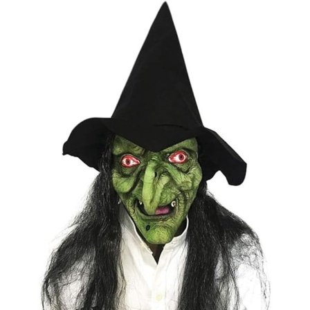 CDQ Gammel kvinde heks maske Halloween skræmmende kostume skræmmende fest cosplay dekoration tilbehør