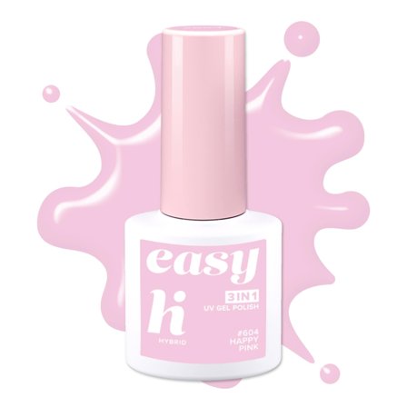 HI HYBRID Smalto semipermanente EASY 3in1 #604 Happy Pink 5ml - Smalto Gel e semipermanente