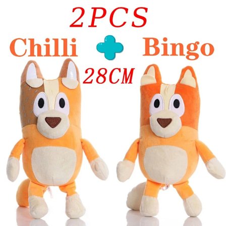 Plyschhund Bingo Familj Plyschleksak Tecknad Hund Mjukt Gosedjur Chilli Anime 28cm Dockor Födelsedag Julklappar Till Barn