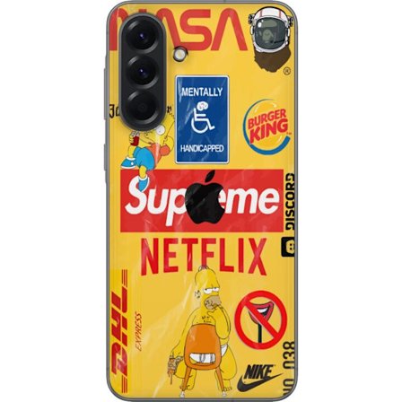 Kompatibel Gennemsigtig cover til Samsung Galaxy A56 Retro NASA kollage med popkulturelle elementer, humoristisk design med satirisk gadekunst vibe, f