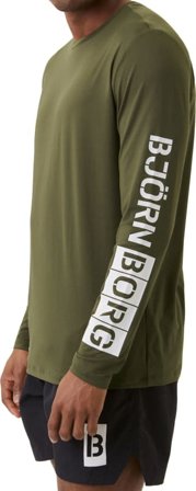 Björn Borg Men's Sthlm Active Long Sleeve T-Shirt Men long-sleeved training tops Green M