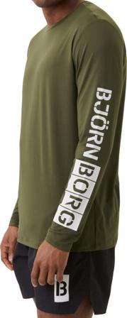 Björn Borg Men's Sthlm Active Long Sleeve T-Shirt Men long-sleeved training tops Green L
