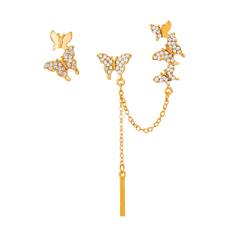 Asymmetriska Örhängen Med Fjärilar 1 Par Guld