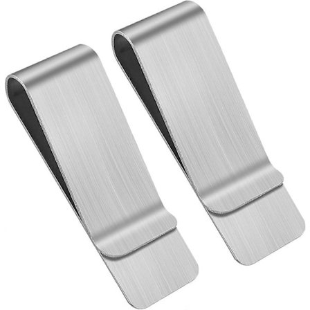 2 Stykker Pengeclips Rustfrit Stål Metal Slank Kontant Penge Clip Sølvpung Seddel Kreditkort Holder til Mænd og Kvinder Sølv (FMY)