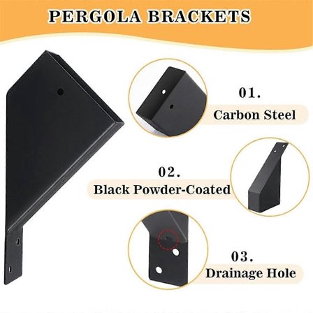 4 kpl Pergola-kiinnikkeet, 45 asteen kulmakiinnike, pergoloiden ja lehtimajojen vahvistamiseen, sopii 2x4 tuuman puutavaralle viemäröintirei'illä