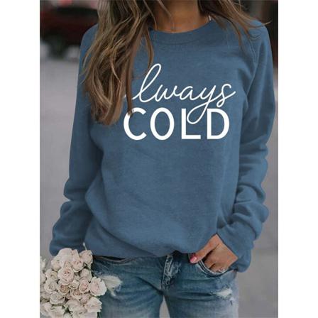 Kvinnor Med Rund Hals Långärmad T-shirt Med Bokstäver Print Tröja